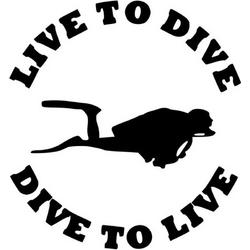   | Auto   Live To Dive Zwart | Autosticker | Scuba   | Scuba Duiker | Scootersticker | Weerbestendig | Diepzee Duiken | Under The Sea | Padi | Diving | Duiksport | Watersport | Oceans | Afmeting ca 17 x 18 CM